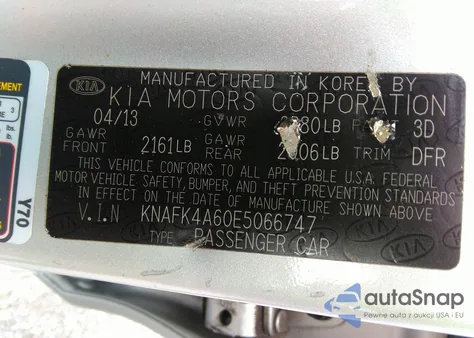 2014 Kia Forte Lx z USA, uszkodzony, nr VIN KNAFK4A60E5066747